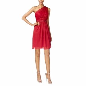 ADRIANNA PAPELL Cherry One‎ Shoulder Dress